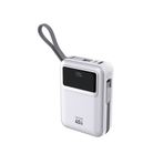Lenyes C03-A Dijital LED Göstergeli Type-C ve Lightning Kablolu Powerbank 45W 10.000MAH Gümüş