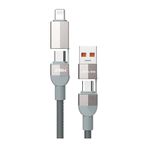 Lenyes LC543 4in1 Hızlı Şarjlı Usb-A - Type-C + Type-C To Lightning Data ve Şarj Kablosu 240W 1m Gri
