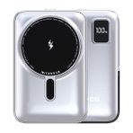 Lenyes PW134D 20W Ultra Ince Dijital LED Ekranlı Standlı Wireless Powerbank 15W 10000 mAh Gümüş
