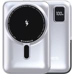 Lenyes PW134D 20W Ultra Ince Dijital LED Ekranlı Standlı Wireless Powerbank 15W 10000MAH Gümüş
