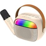 Lenyes S227 V5.3 Bej Rgb Işıklı Askılı Mikrofonlu Bluetooth Speaker Hoparlör