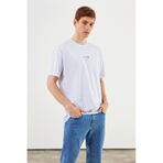 Leo Erkek Oversize Tshirt %100 Pamuk Bisiklet Yaka Baskı Detaylı Basic Tişört Mtlce79