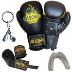 Leon Blade Training Siyah Boks Eldiveni Bandaj Dişlik Anahtarlık Seti