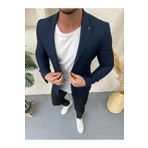 leonmen Italyan Stil Erkek Slim Fit Yün Blazer Tek Ceket
