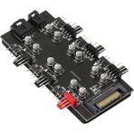 Leonpro Argb ve Pwr Denetleyici Hub 6 Port 12V 4pin Fan ve 5V 3pin Rgb Fan Kontrol - Siyah