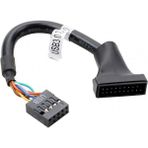 Leonpro USB 3.0 19 Pin Erkek To 9 Pin USB 2.0 Dişi Çevirici Kablo 15CM - Siyah