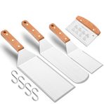 Leonyo Izgara Spatula 8'li Set, Paslanmaz Çelik Metal Spatula Kazıyıcı, Düz Üst Dökme Demir Teppanyaki Izgara Barbekü, Gözleme Flipper Hamburger Tornalama Gereçleri, Bulaşık Makinesinde Yıkanabilir