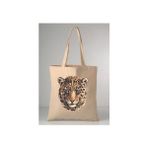 Leopar-1 Desenli Baskılı Ham Bez 35X40 Ekru Omuz Çantası
