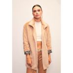 Leopar Astarlı Peluş Kaban - VİZON - 38 - Vizon
