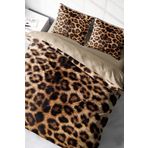 Leopar Çift Kişilik Nevresim Takımı Özel Dokuma Pamuk Saten Leopard Feathers