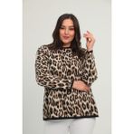 Leopar Desen Büyük Beden Triko Kazak 003 - Standart - Kahverengi - Leopar