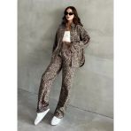 Leopar Desen Ceket-Pantolon Takım