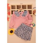 Leopar Desen Şort Etek'li Takım - Pembe - 5 Yaş