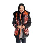 Leopar Desenli Büyük Beden Mont - Turuncu - GKS-00246 44