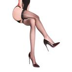 Leopar Desenli Jartiyer Çorap, Kadın Külotlu Çorap, Şeffaf Uyluk Boyu, Seksi Tasarım, Model W1019 (SİYAH)