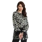 Leopar Desenli Kuş Tüyü Detaylı Saten Bluz – Şık ve Modern Tasarım, YEŞİL, 40