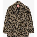 Leopar Desenli Oversize Kruvaze Kaban Bej - M