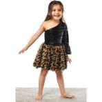 Leopar Desenli, Püsküllü Pullu Etek - 3 - 4 Yaş - Leopar - Kahve