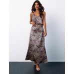 Leopar Desenli Saten Etek - Vizon