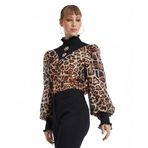 Leopar Desenli Şık Bluz – Zarif Taş Detaylarıyla Modern Tasarım, CAMEL, 38
