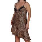 LEOPAR DESENLİ VOLAN ETEKLİ BÜYÜK BEDEN SATEN GECELİK (4XL)