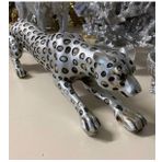 Leopar Eskitme Gümüş Dekoratif Biblo