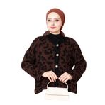 Leopar Kısa Hırka -Kahverengi