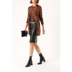 Leopar Kolsuz Askılı Leopar Desenli Triko Bluz 28862 - 001-Renkli - M
