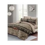 Leopar Lastikli Çarşaflı %100 Pamuk Saten Çift Kişilik Nevresim Takımı Leopard Fabric