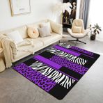 Leopar Oturma Odası Halı 150 x 200 cm - Çita Mor Beyaz Siyah Vurgulu Halı Hayvan Baskılı İç Mekan Zemin Paspası - Geometrik Tasarımlı Kaymaz Safari Halısı