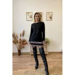 Leopar Şerit Detaylı Siyah Mini Elbise