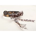 LEOPAR TÜLLÜ FİYONKLU LEOPAR DERİLİ METAL TOKALI KEDİ TASMASI