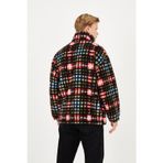 Leopar Ve Kare Desenli Yünlü Unisex Ceket
