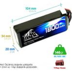 Leopard Power 1800 mAh 11.1V 3S 25C Lityum Polimer Lipo Batarya Pil T Plug - Siyah