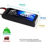 Leopard Power 4200 mAh 14.8V 4S 40C Lityum Polimer Lipo Batarya Pil T Plug - Siyah