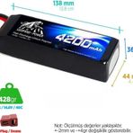 Leopard Power 4200 mAh 14.8V 4S 40C Lityum Polimer Lipo Batarya Pil T Plug