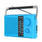 LEOTEC AM/FM Radyo, En İyi Alıcı, AC veya Pille Çalışan Taşınabilir Radyo, Büyük Hoparlörlü, Büyük Ayar Düğmesi, Şeffaf Kadran, Hediye, Yaşlı, Ev için Kulaklık Jakı (Mavi)