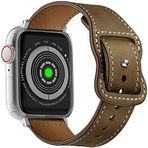 Leotop Apple Watch kayışları ile uyumlu 45 mm 44 mm 42 mm gerçek deri kayış çılgın atlar spor retro bileklikler iWatch SE Band serisi 7 6 5 4 3 2 1 erkek kadın bilekliği (45/44/42 mm, kahve)