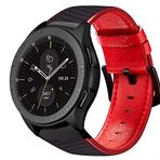 Leotop Garmin Fenix 6X/6X Pro/5X/5X Plus/3/3 HR/Sapphire/D2/ Foretrek 601/701/Quatix 3/Tactix Bravo/Descent Mk1 akıllı saat, 26 mm karo desenli gerçek deri kayış (siyah ve kırmızı) ile uyumlu deri kayış
