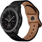 Leotop Samsung Galaxy Watch 46 mm/Gear S3 Frontier/Classic bileklik, 22 mm Vintage gerçek deri yedek kayış, Crazy Horse bileklik aksesuar bileklik erkekler ve kadınlar için (22 mm, siyah)
