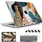 Lepeoac Yeni MacBook Air 13 inç Kılıf 2021 2020 2019 2018 Yayın A2337 M1 A2179 A1932, Retina Ekran ve Dokunmatik Kimlik ile MacBook Air 13 inç için Kristal Plastik Sert Kabuk Kapak - Leoparlar