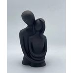 Leptomeriya LPTOA05%100 Beton El Yapımı Özel Tasarım Sarılan Sevgililer Biblo, Siyah, 22cmx8.5cm