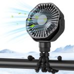 Lerat BESKOS Mini taşınabilir bebek arabası fanı, pille çalışan esnek tripod klipsi, çıkarılabilir 3 hız şarj edilebilir, 360° döndürülebilir, el tipi kişisel fan, araba koltuğu, beşik, bisiklet koşu bandı