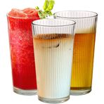 Le'raze İçme Bardakları - 10-16 oz. Nervürlü Cam Sake Bardakları - Bulaşık Makinesinde Yıkanabilir Kokteyl Şeffaf Ağır Tabanlı Uzun Bira Bardakları, Su Bardakları, Bar Bardağı, Şarap, Meyve Suyu,