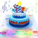 Lerelin 3D PopUp doğum günü kartı, müzikli tebrik kartı, ışıklı ve müzikli doğum günü kartları, üflenebilir LED ışıklı mum ve oyunlar, çocuklar erkekler ve kadınlar için Happy Birthday müziği