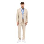 Lerma Erkek Bej Torba Cepli Yarım Astar Ceket+Pileli Pantolon 2'li Slim Fit Takım Elbise Bej 54
