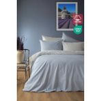 Leruum London Oslo %100 Pamuk Tek Kişilik Nevresim ve 1 Adet Yastık Kılıfı Seti Mavi Çizgili - 160 x 220 cm