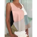 Lerz And More Patchwork Deri Bluz - M - L - Açık Pembe - Beyaz - Gri