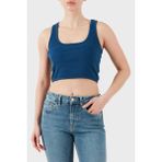 Les Benjamins Pamuklu Slim Fit Kare Yaka Logolu Top Bayan Top Lbnoosessfutn - Lacivert