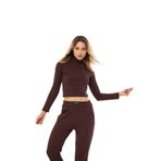 Lesa Wear Fitilli Soft Touch Balıkçı Yaka Bluz Kahverengi kahverengi L